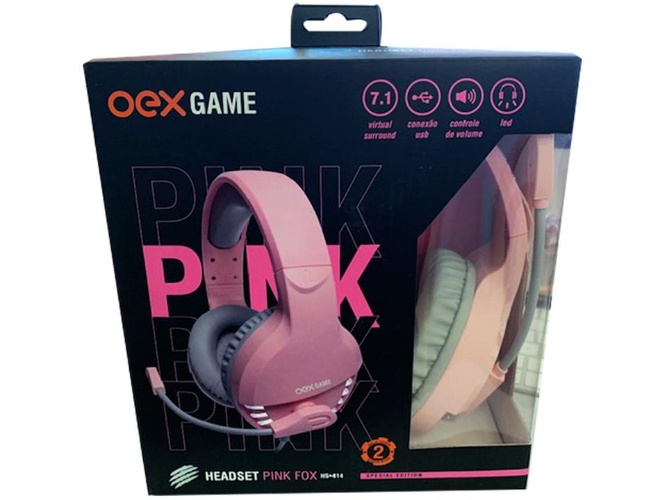 Headset Gamer OEX Game PC 7.1 Canais - USB HS414 Pink Fox - 6