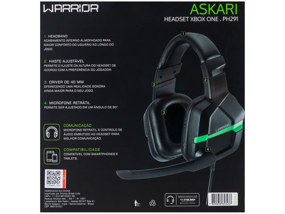 Headset Gamer Warrior Askari PH291 - para PS4 Xbox One - 8