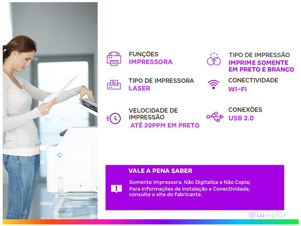 Impressora HP Laser 107W Preto e Branco Wi-Fi - 2