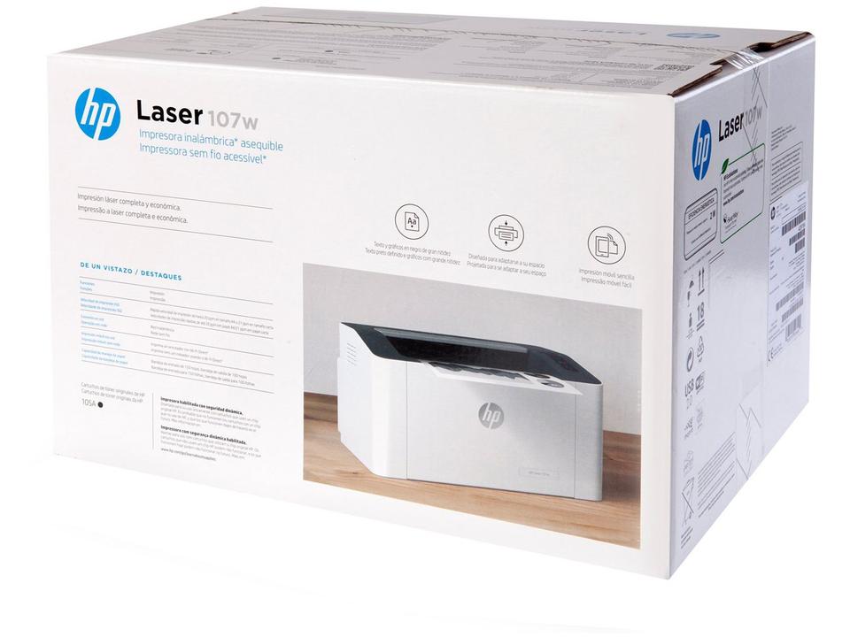 Impressora HP Laser 107W Preto e Branco Wi-Fi - 12