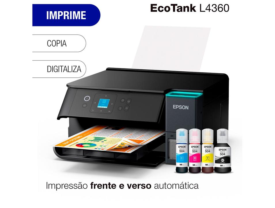Impressora Multifuncional Epson EcoTank L4360 Tanque de Tinta Frente e Verso Automático Colorida Wi-Fi USB - 2