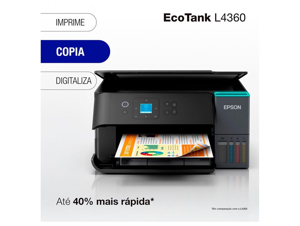 Impressora Multifuncional Epson EcoTank L4360 Tanque de Tinta Frente e Verso Automático Colorida Wi-Fi USB - 3