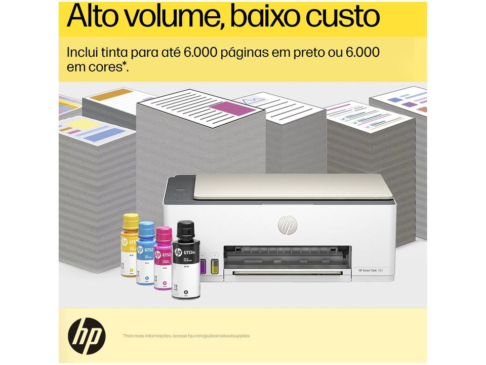 Impressora Multifuncional HP Smart Tank 583 Wi-Fi Tanque de tinta Colorida USB - 8
