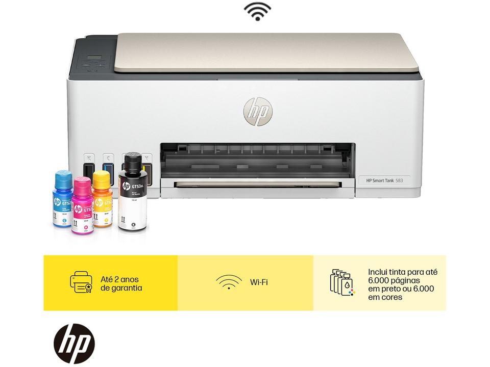 Impressora Multifuncional HP Smart Tank 583 Wi-Fi Tanque de tinta Colorida USB - 1