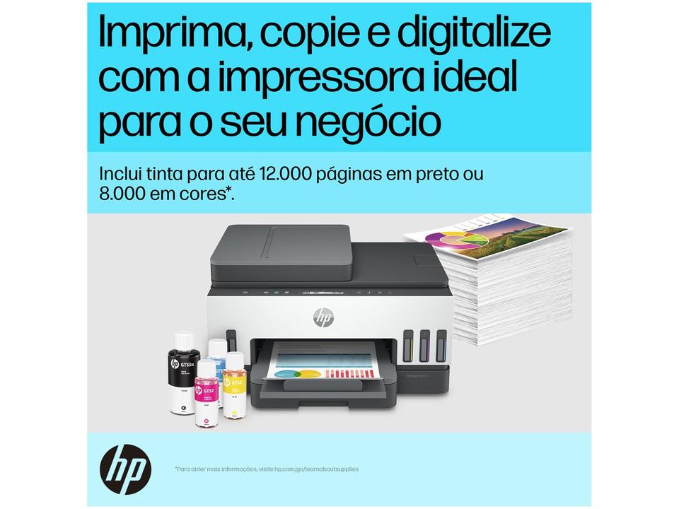 Impressora Multifuncional HP Smart Tank 754 Wi-Fi Tanque de tinta Colorida Duplex USB - Bivolt - 3