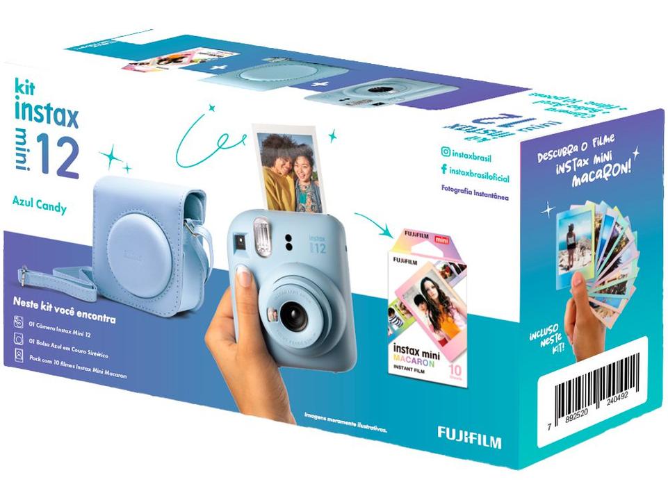 Instax Mini 12 Fujifilm Azul Candy Flash - Automático com Pack com 10 Filmes - 8