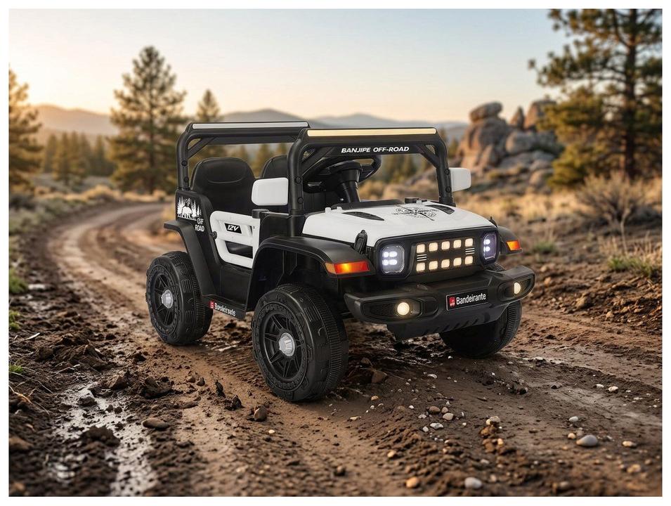 Jeep Elétrico Infantil Branco e Preto Bandeirante - 2