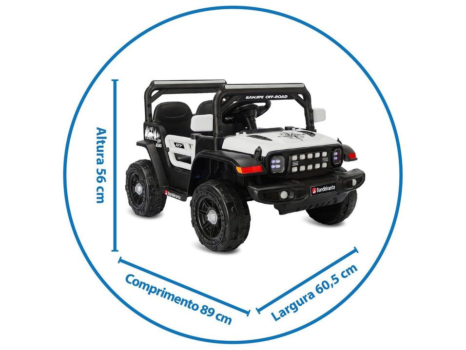 Jeep Elétrico Infantil Branco e Preto Bandeirante - 9