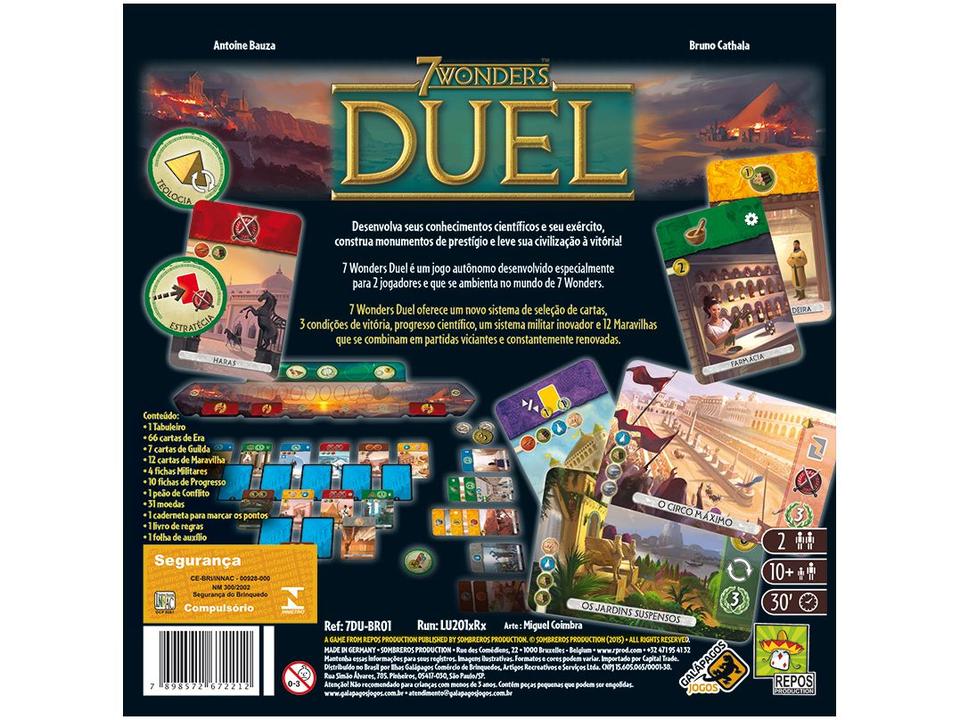Jogo 7 Wonders Duel Tabuleiro Galápagos - 7