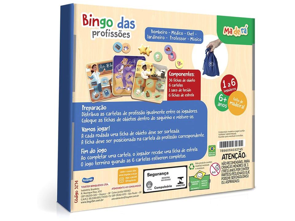 Jogo Bingo das Profissões Madera Toyster - 3