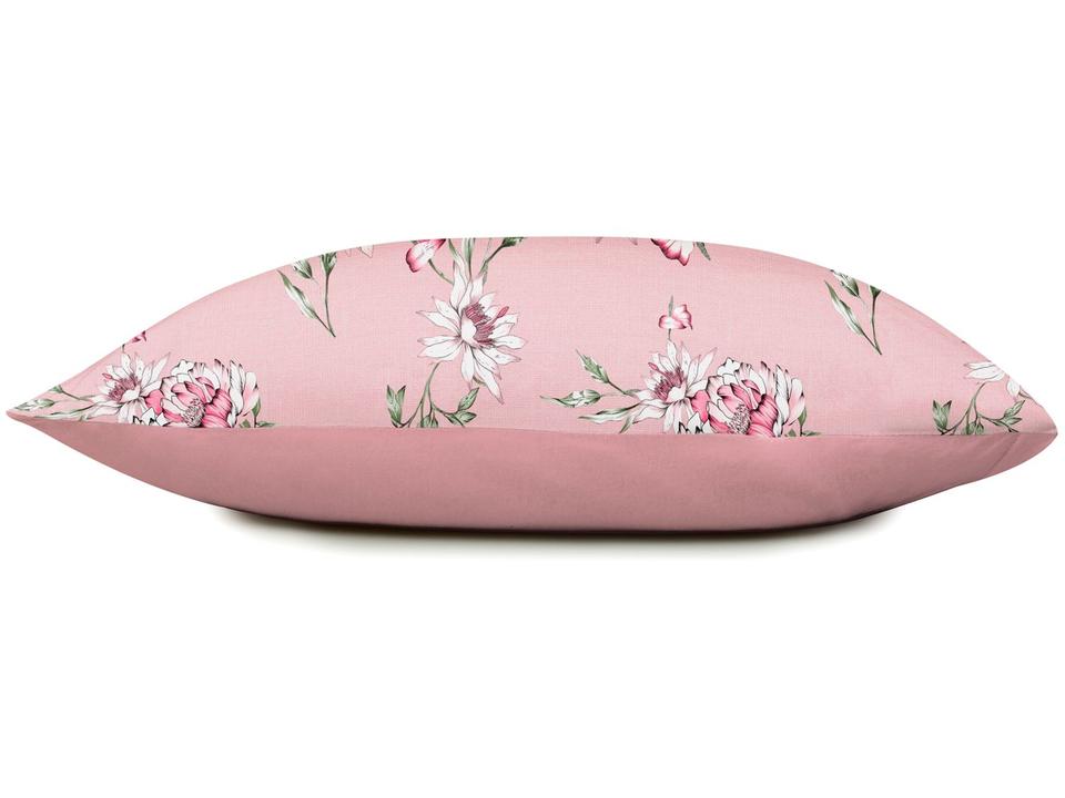 Jogo de Cama Casal Atlântica Delicata Rosa e Branco 3 Peças - 1