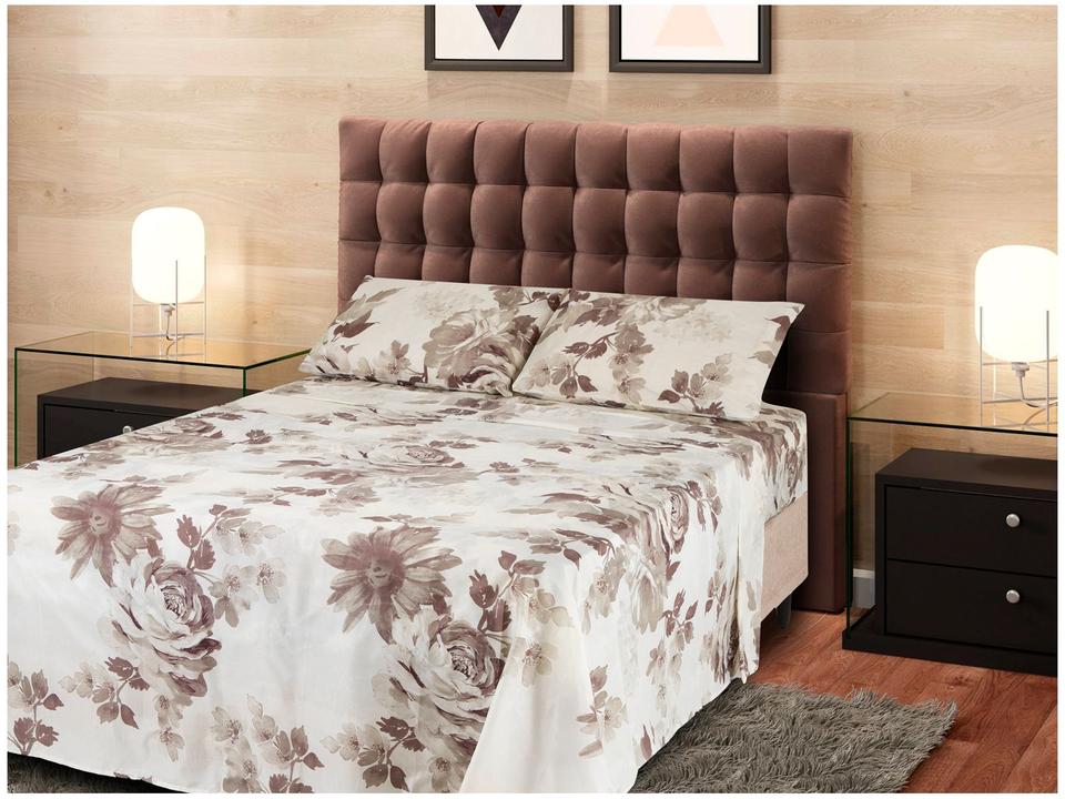 Jogo de Cama Casal de Poliéster Marcelino Têxtil 170 Fios Premier Clamart Cinza e Branco 4 Peças - 1