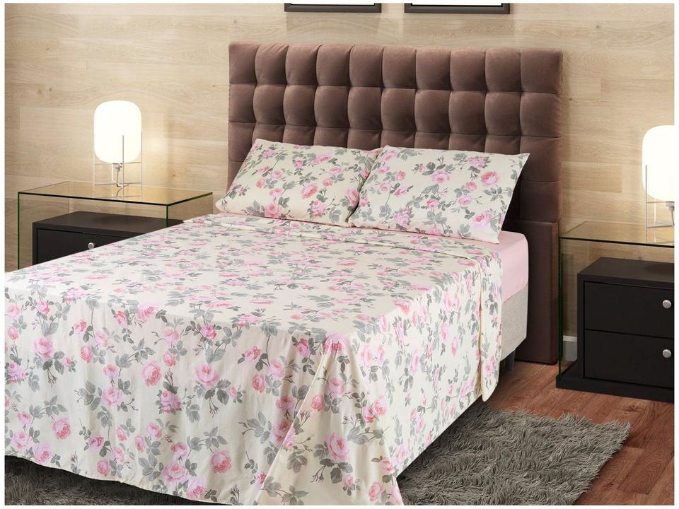 Jogo de Cama Casal Hypercal Athenas Marcelino Têxtil 400 Fios Paris Creme e Rosa 4 Peças - 1