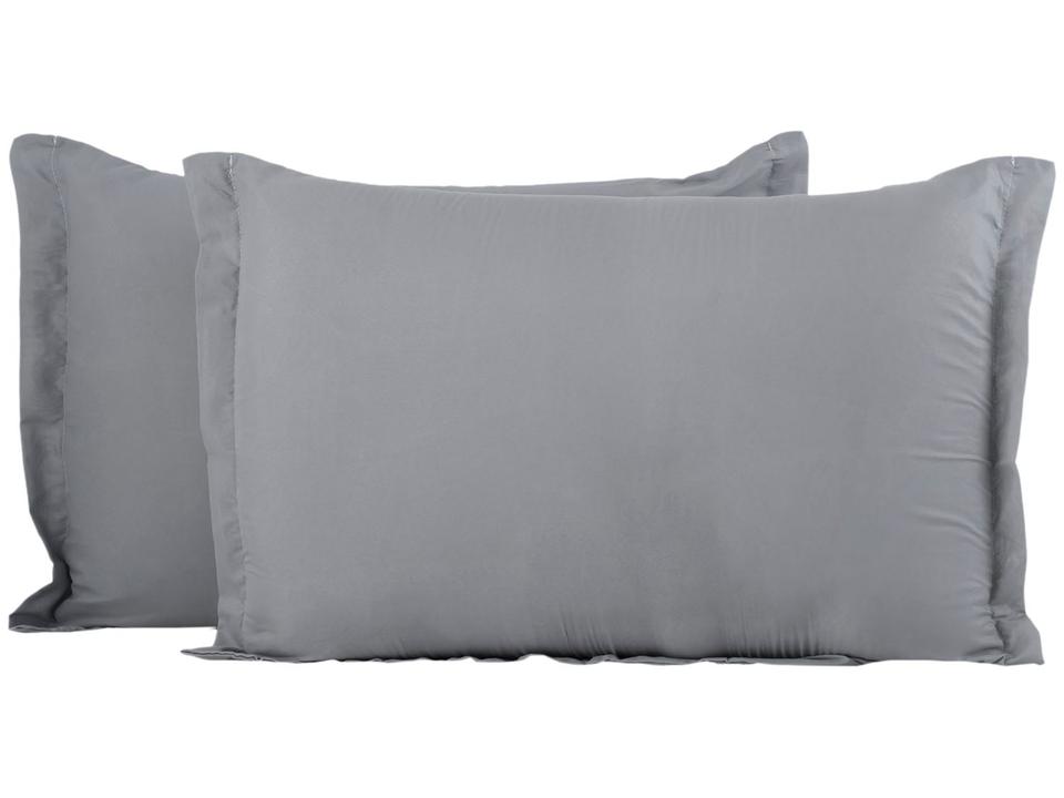 Jogo de Cama Queen Marcelino Textil Microfibra 170 Fios Ternura Branco e Cinza 6 Peças - 3