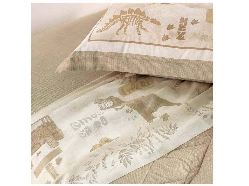 Jogo de Cama Solteiro 100% Algodão Karsten 200 Fios Bege e Cinza 3 Peças - 3