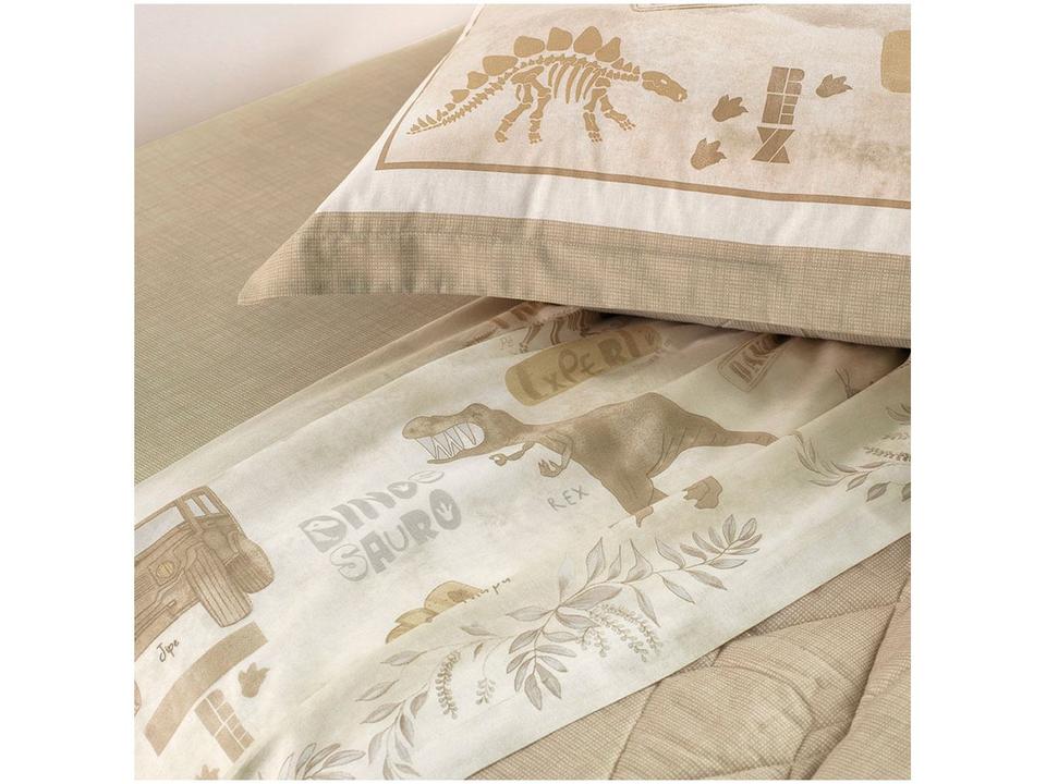 Jogo de Cama Solteiro 100% Algodão Karsten 200 Fios Bege e Cinza 3 Peças - 1