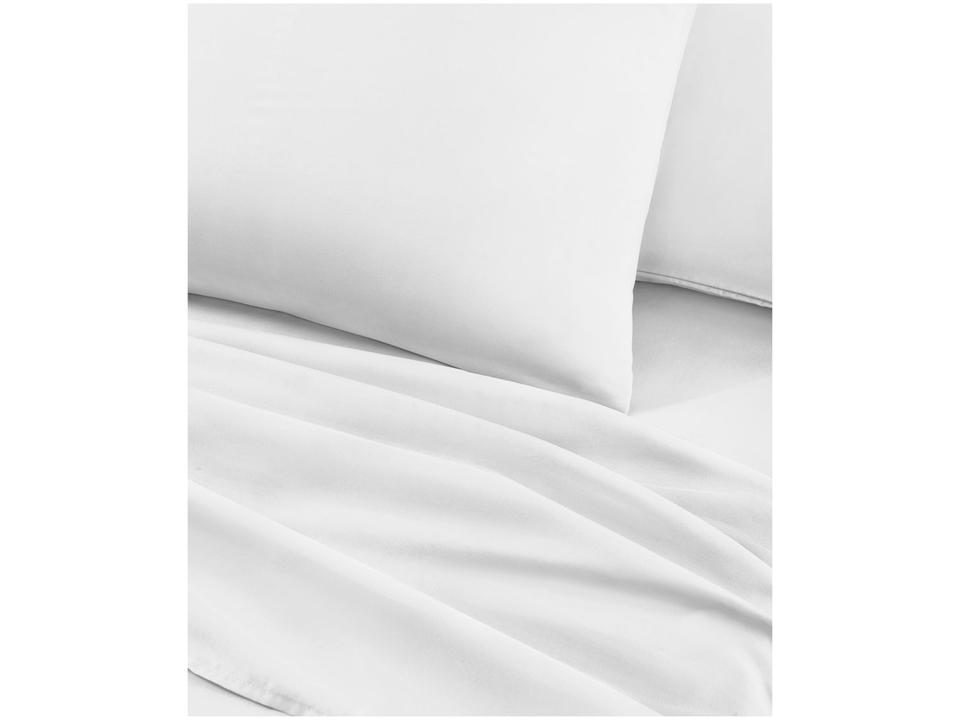 Jogo de Cama Solteiro de Poliéster Jolitex 300 Fios Toque de Seda Branco 2 Peças - 4