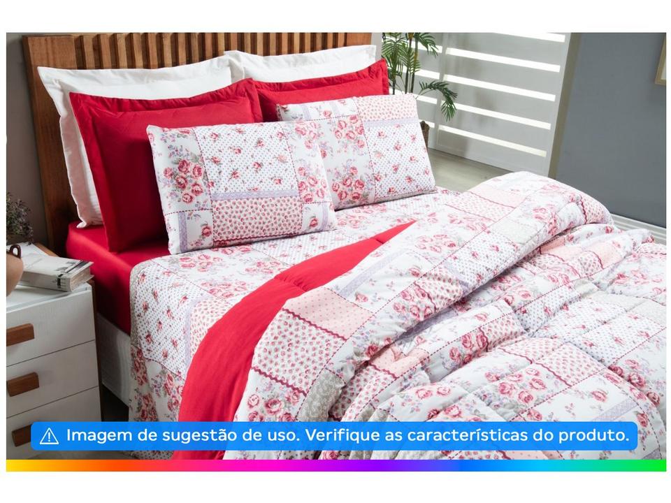 Jogo de Cama Solteiro Hypercal Athenas Marcelino Têxtil 400 Fios Lille Branco e Vermelho 3 Peças - 1