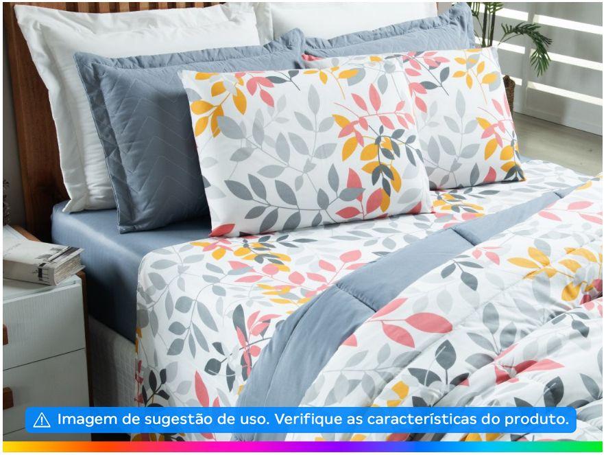 Jogo de Cama Solteiro Hypercal Athenas Marcelino Têxtil 400 Fios Tebas Branco Cinza e Verde 3 Peças - 1