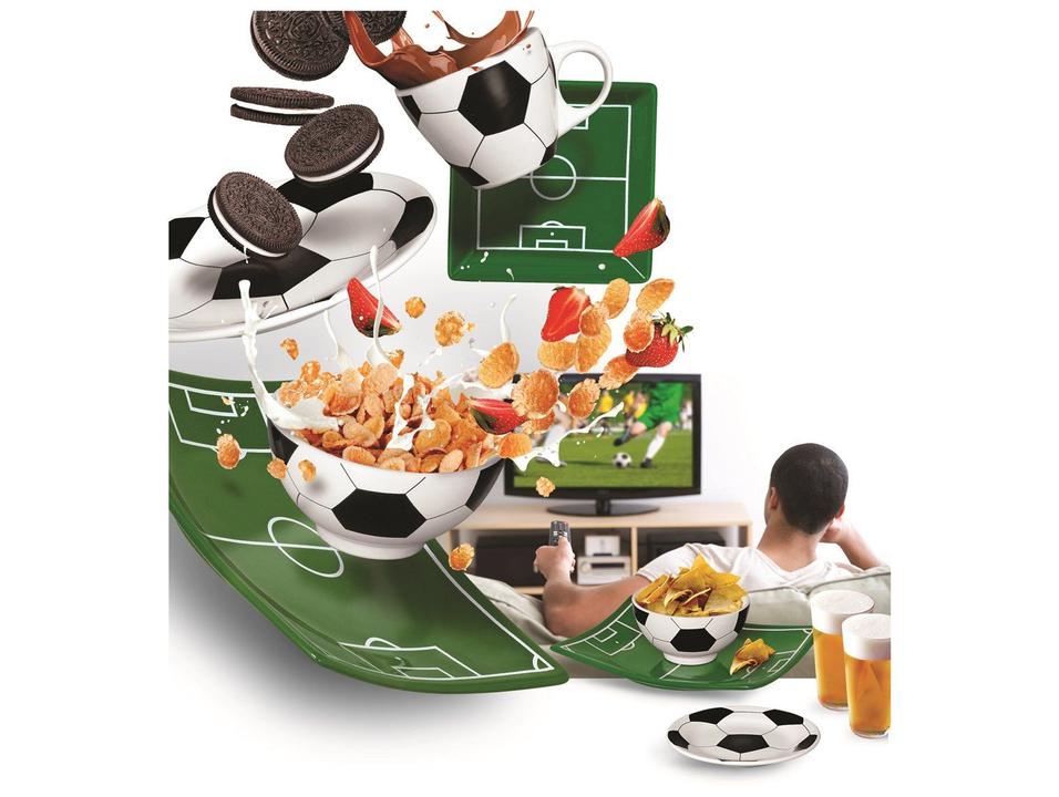 Jogo de Caneca de Chá e café de Cerâmica Branco, Preto e Verde 250ml Scalla Cerâmica Futebol 2 Peças - 2