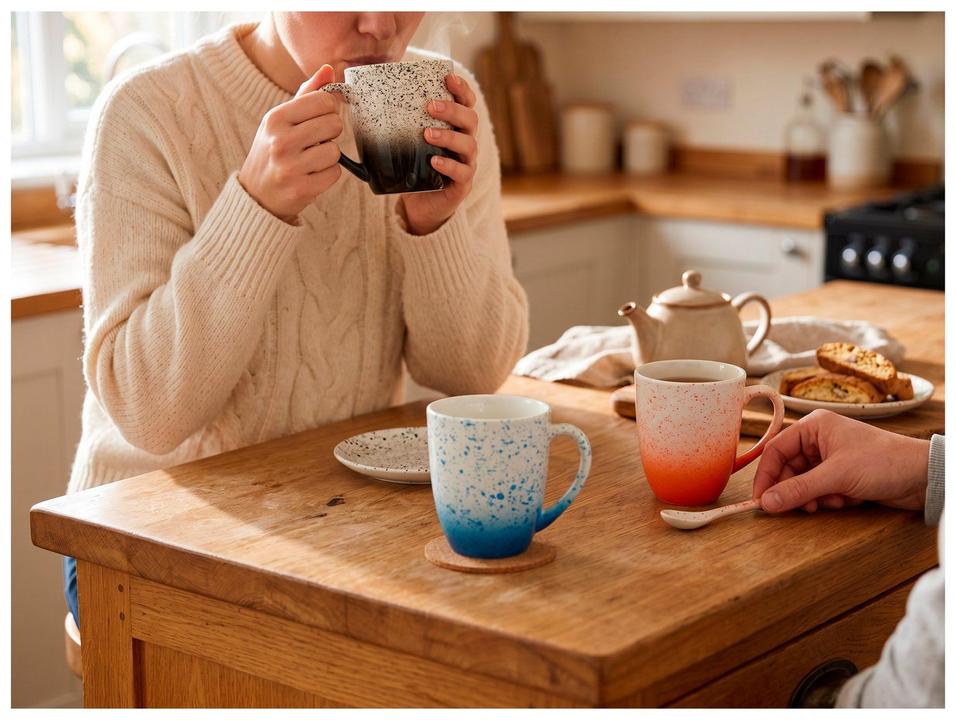 Jogo de Canecas de Chá e Café de Cerâmica Colorida 330ml Hauskraft Ares 3 Peças - 1