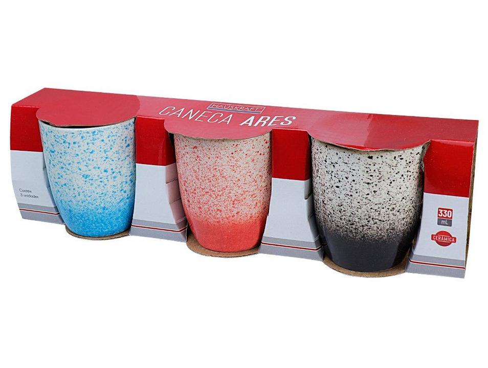 Jogo de Canecas de Chá e Café de Cerâmica Colorida 330ml Hauskraft Ares 3 Peças - 6