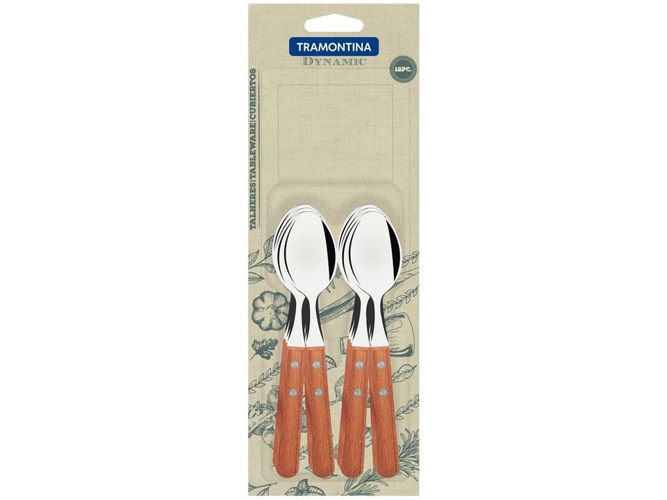 Jogo de Colher de Chá Tramontina Dynamic Castanho e Prata 12 Peças - 3
