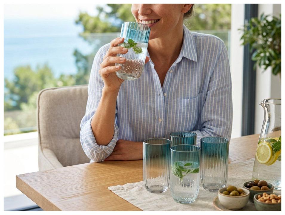 Jogo de Copos de Vidro Fiore Transparente 400ml 6 Peças Nadir Fiore - 1