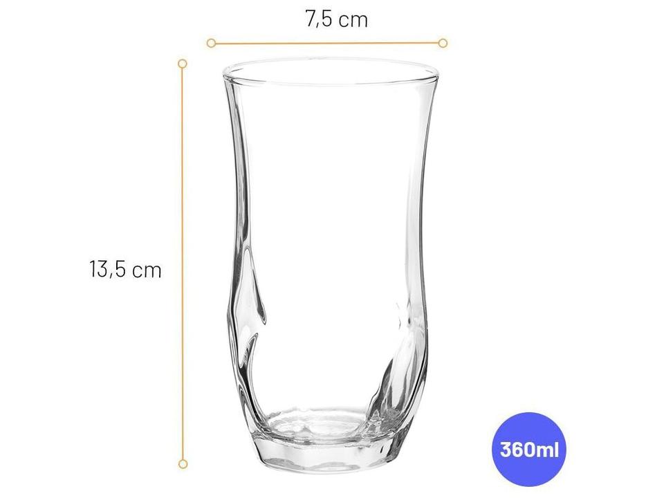 Jogo de Copos de Vidro Long Drink 360ml 6 Peças Nadir Ópera - 6