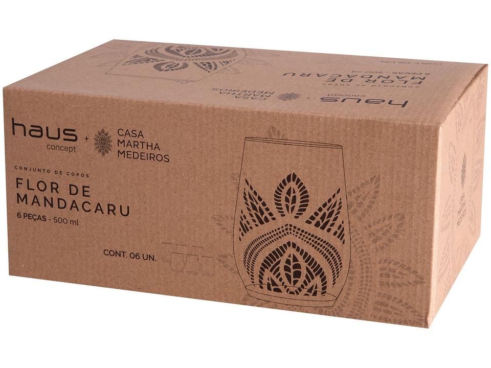 Jogo de Copos de Vidro Mandacaru Martha Medeiros 500ml 6 Peças - 9