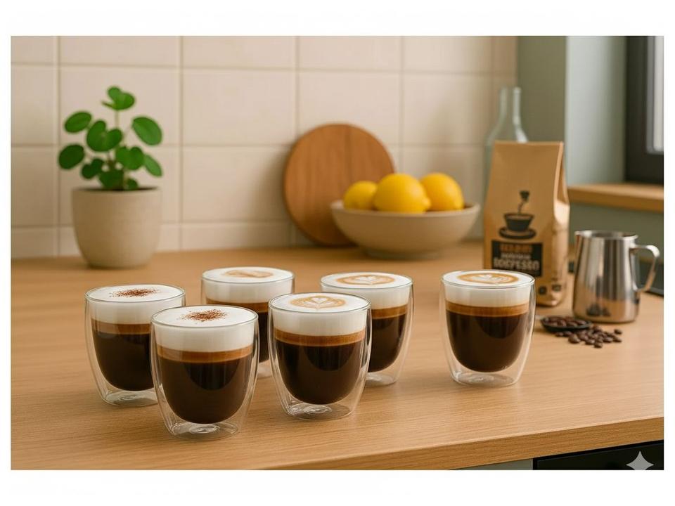 Jogo de Copos de Vidro para Cappuccino 350ml 6 Peças Haus Concept Inspire - 1