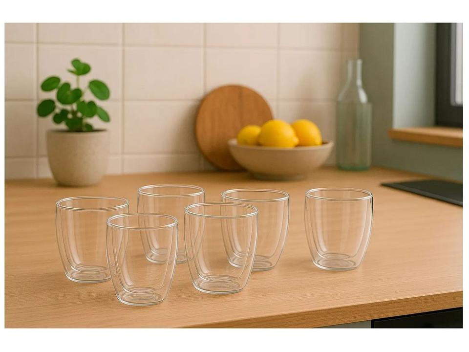 Jogo de Copos de Vidro para Cappuccino 350ml 6 Peças Haus Concept Inspire - 5