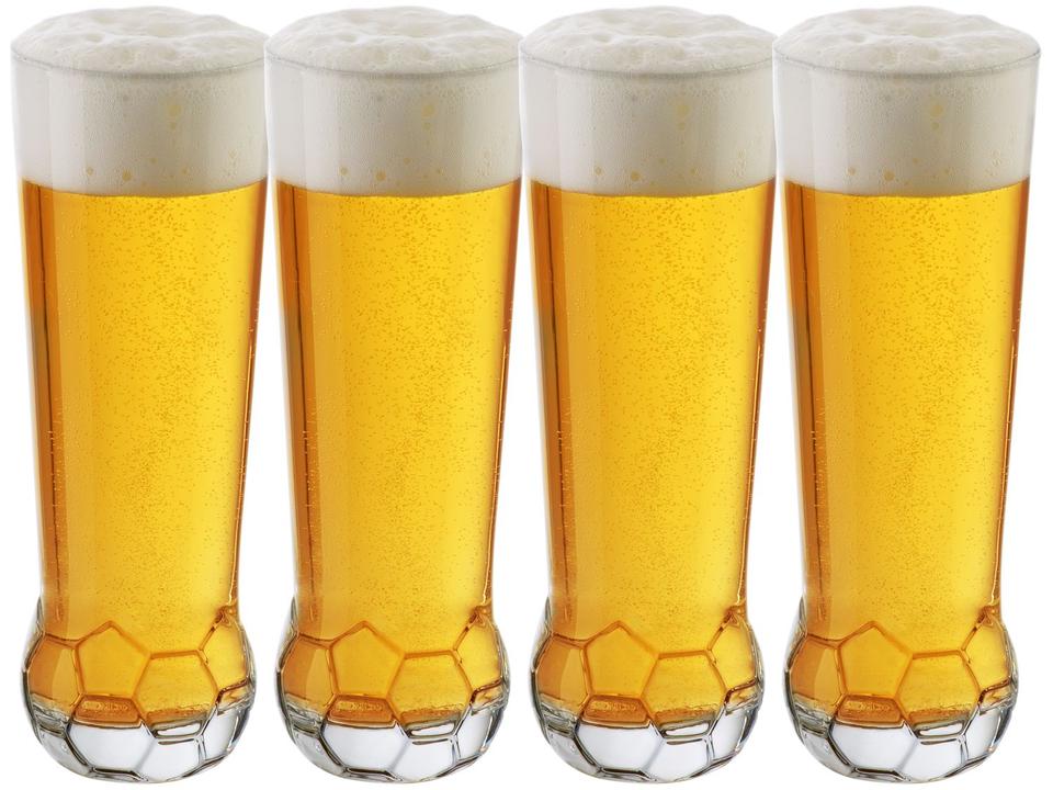 Jogo de Copos de Vidro para Cerveja Transparente - 420ml 4 Peças Crisa Bola