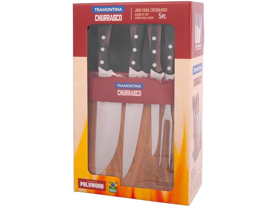Jogo de Facas Churrasco Tramontina Inox com Suport - 6