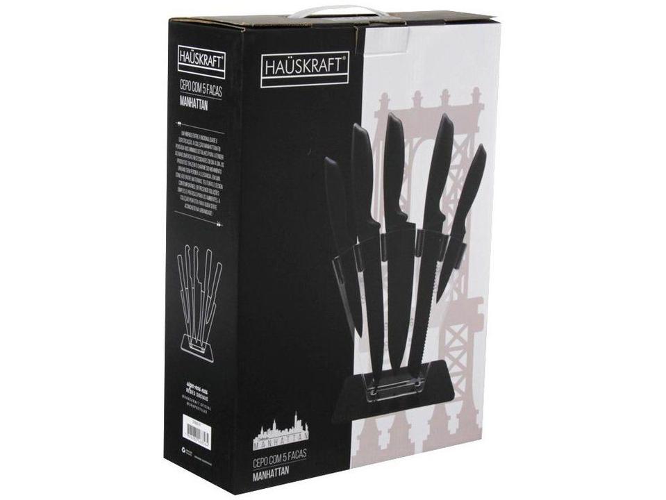 Jogo de Facas Hauskraft Inox com Cepo Manhattan 6 Peças - 1