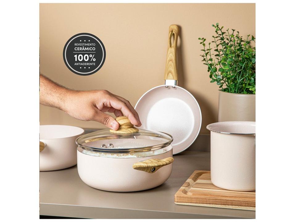 Jogo de Panelas Bianchini Revestimento Cerâmico Antiaderente de Alumínio Bege 5 Peças Provence - 1