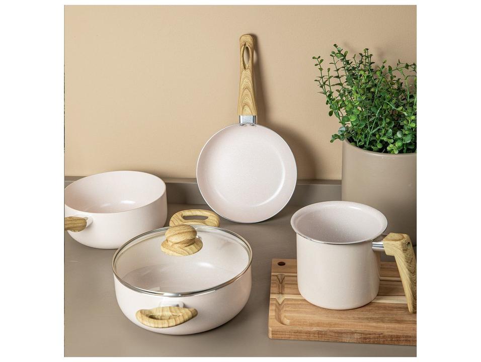 Jogo de Panelas Bianchini Revestimento Cerâmico Antiaderente de Alumínio Bege 5 Peças Provence - 3