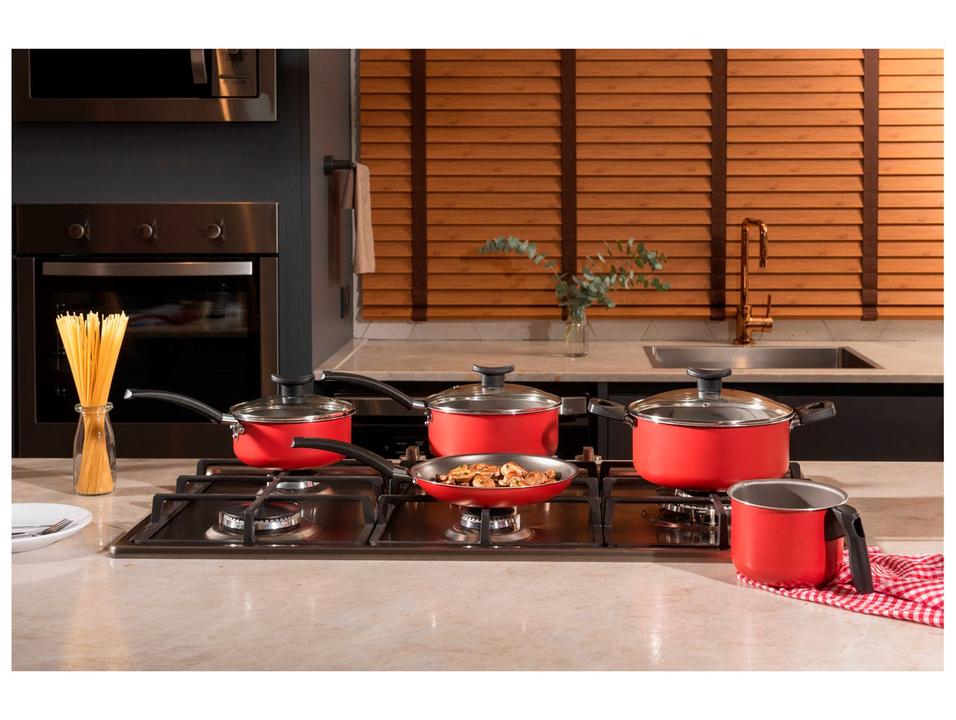 Jogo de Panelas Brinox Antiaderente de Alumínio Vermelho 5 Peças Ruby - 3