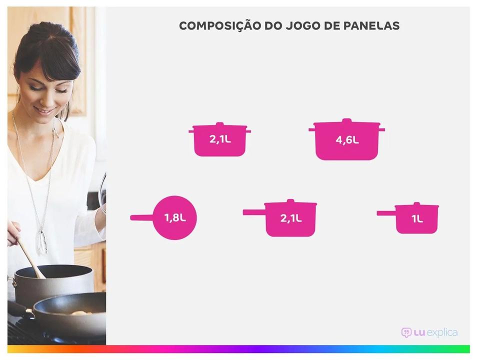 Jogo de Panelas Brinox Cerâmico de Alumínio Vanilla 5 Peças Optima Essentials Ceramic Life - 1