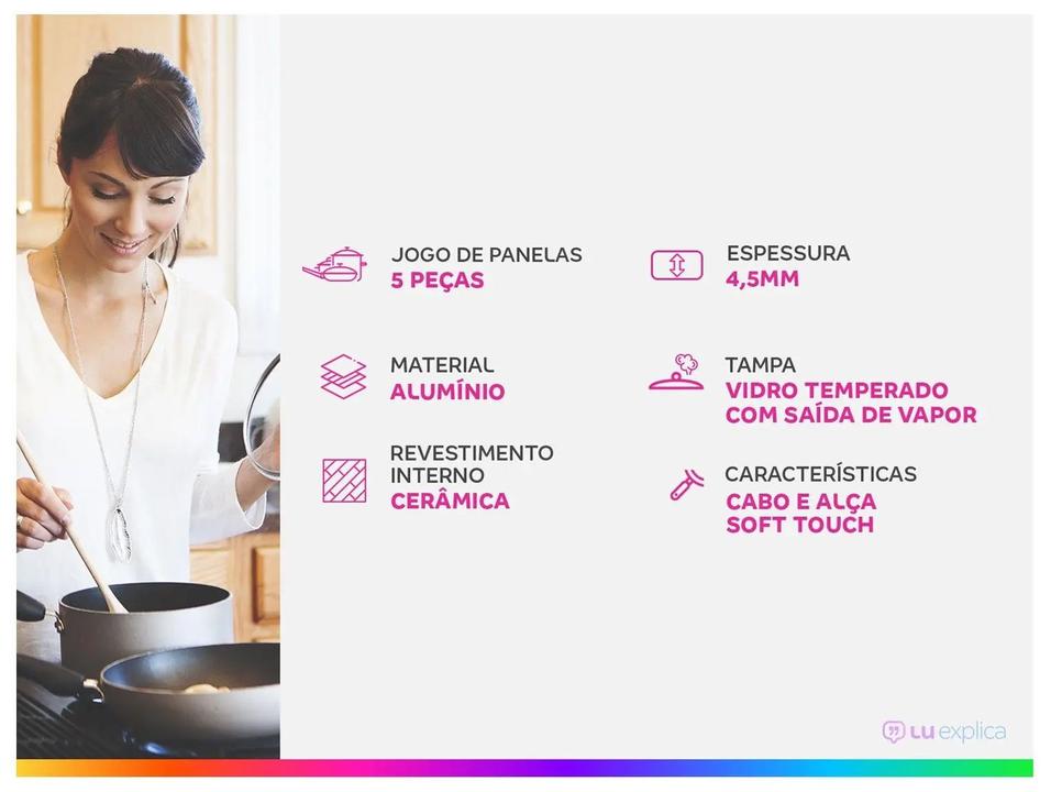 Jogo de Panelas Brinox Cerâmico de Alumínio Vanilla 5 Peças Optima Essentials Ceramic Life - 2