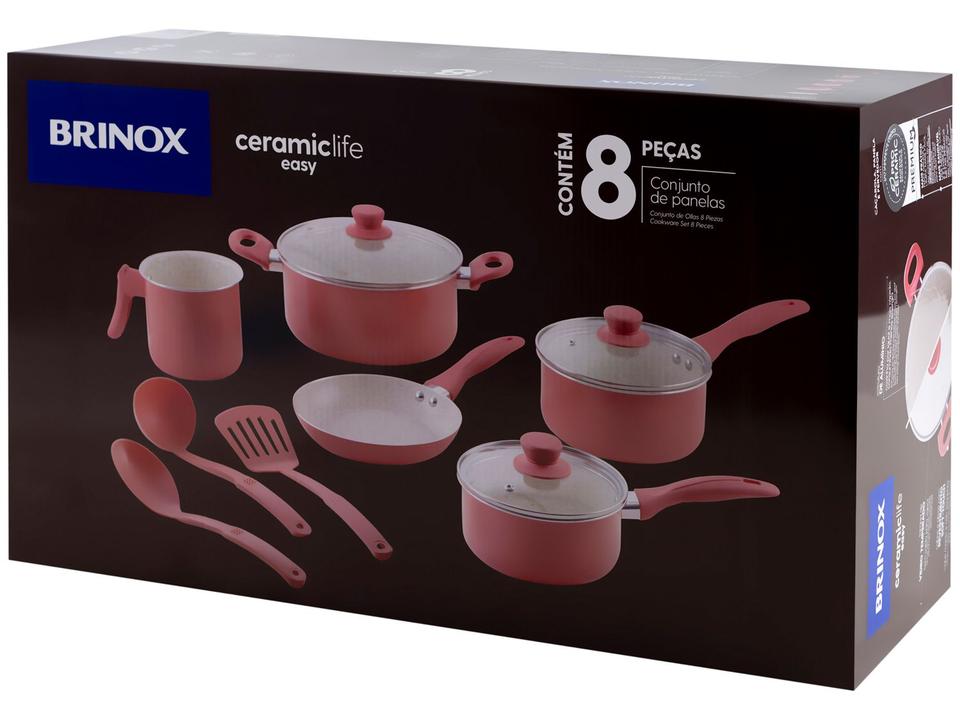 Jogo de Panelas Brinox de Alumínio Rosé 8 Peças Easy - 16