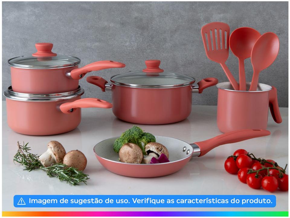Jogo de Panelas Brinox de Alumínio Rosé 8 Peças Easy - 1