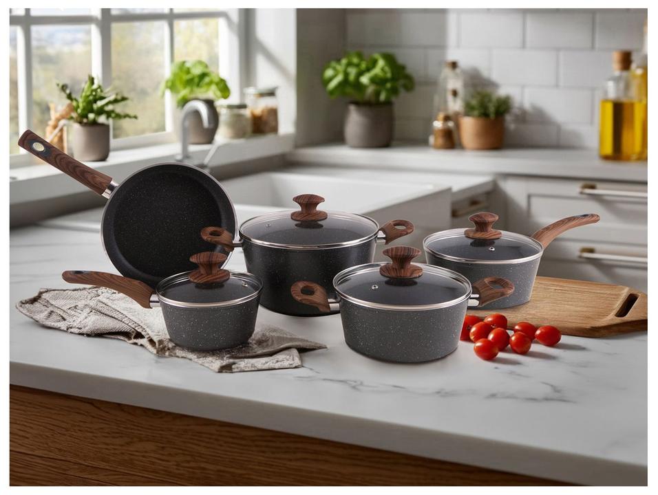 Jogo de Panelas Brinox de Alumínio Stone&Wood Cinza 5 Peças Optima - 3