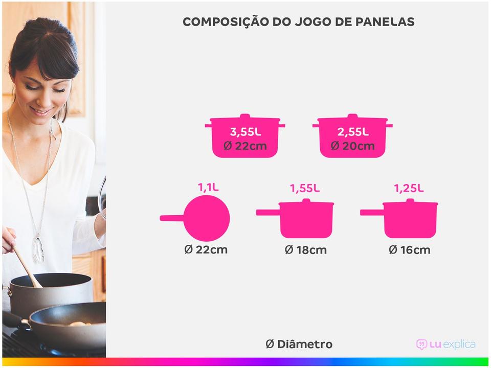Jogo de Panelas Brinox de Alumínio Verde 5 Peças Botanika - 1