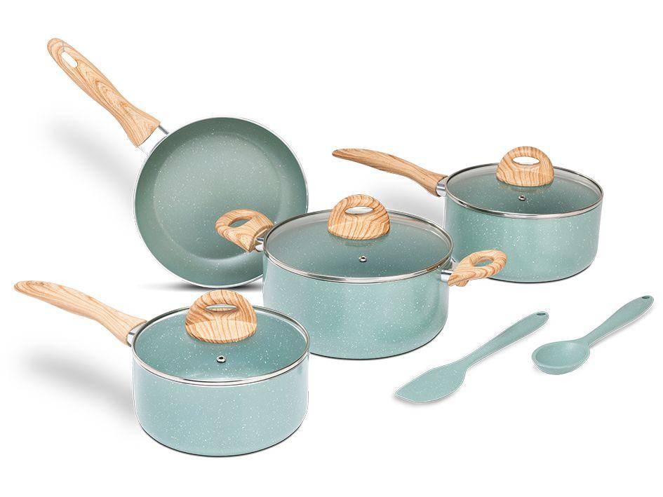 Jogo de Panelas Brinox de Alumínio Verde 6 Peças - 1