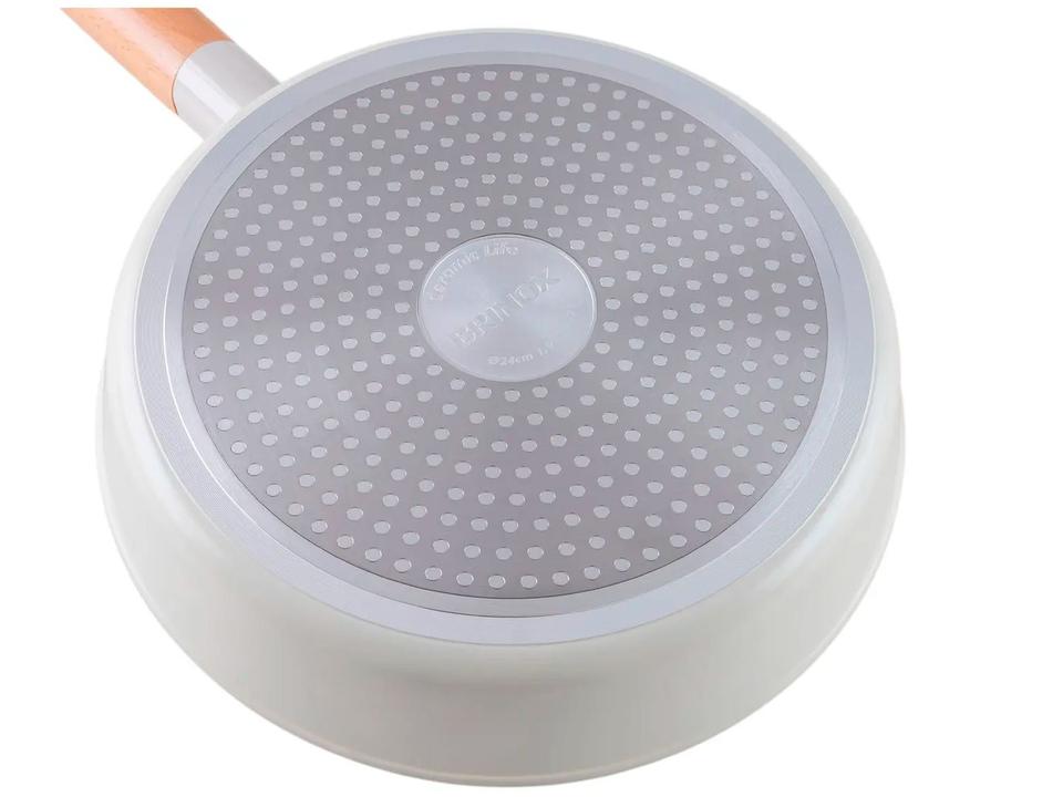 Jogo de Panelas Brinox Revestimento Cerâmico Creme 5 Peças Cabo Amadeirado Ceramic Life Nordic - 9