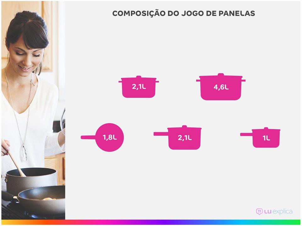 Jogo de Panelas Brinox Revestimento Cerâmico de Alumínio Vanilla 5 Peças Optima CeramicLife - 2
