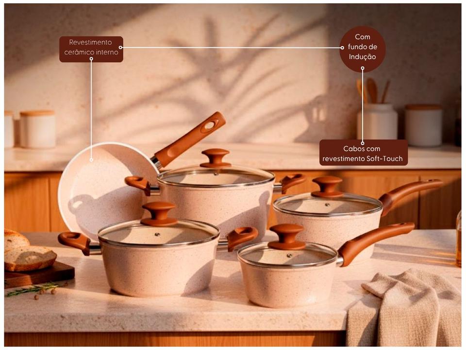 Jogo de Panelas Brinox Revestimento Cerâmico de Alumínio Vanilla 5 Peças Optima - 4