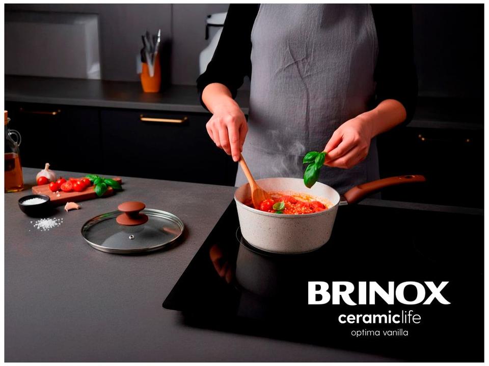 Jogo de Panelas Brinox Revestimento Cerâmico de Alumínio Vanilla 5 Peças Optima - 9