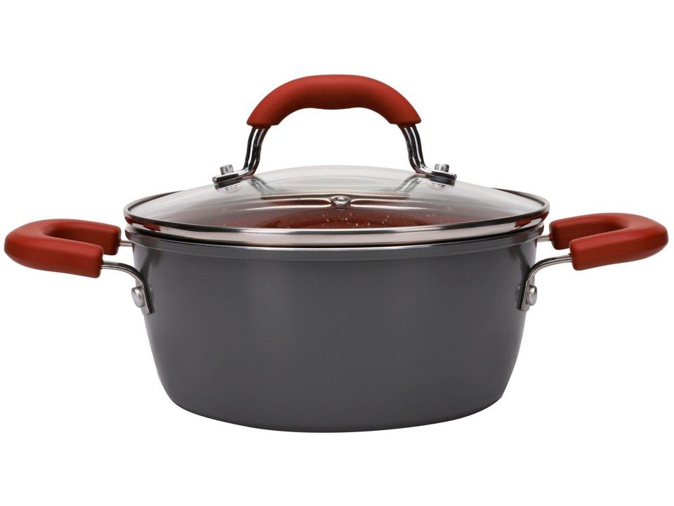 Jogo de Panelas Brinox Revestimento Cerâmico de Alumínio Vermelho e Cinza 8 Peças Ceramic Life Select - 6